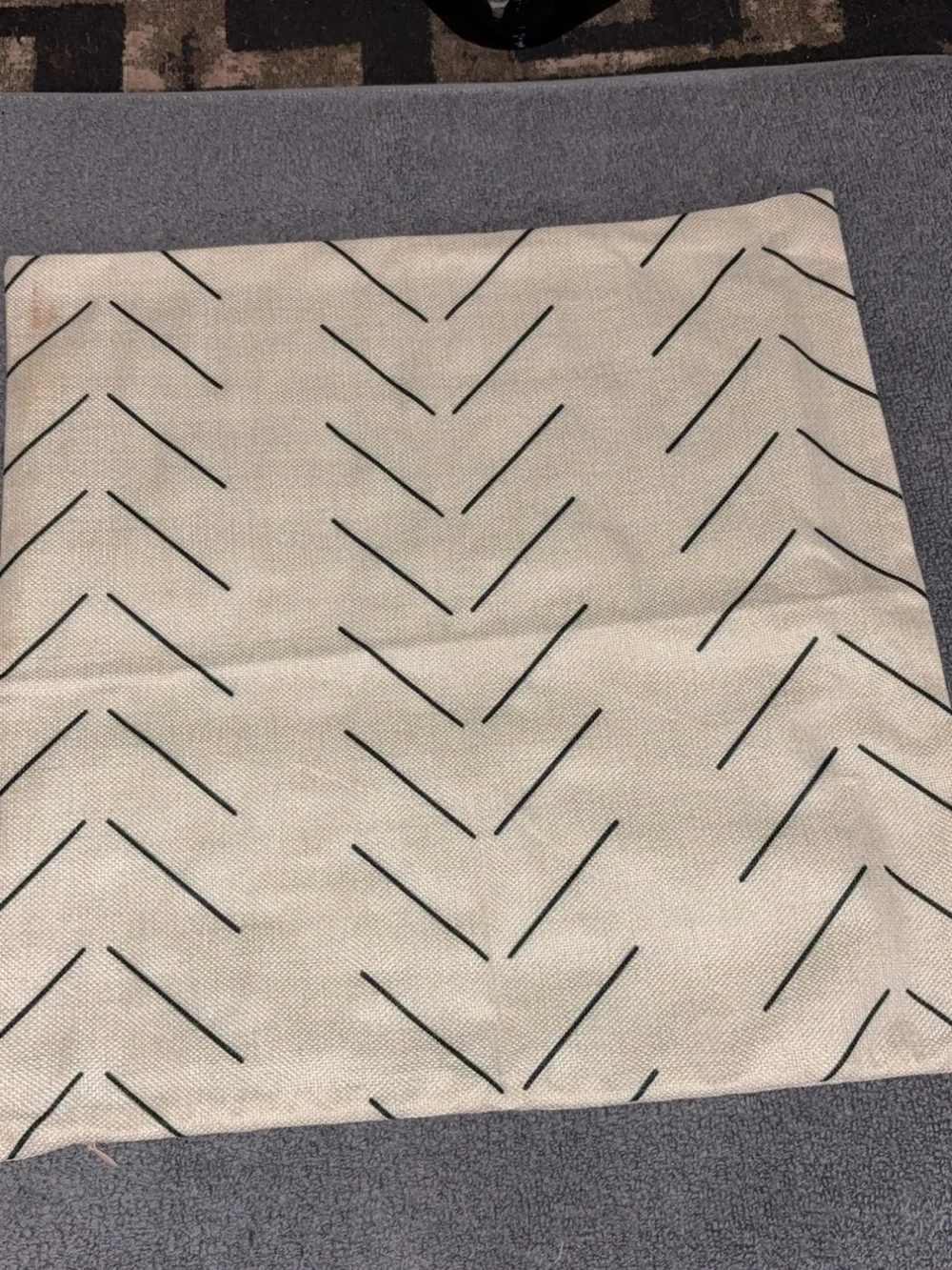 Neutral Chevron Accent Pillow Cover in Beige and Black
